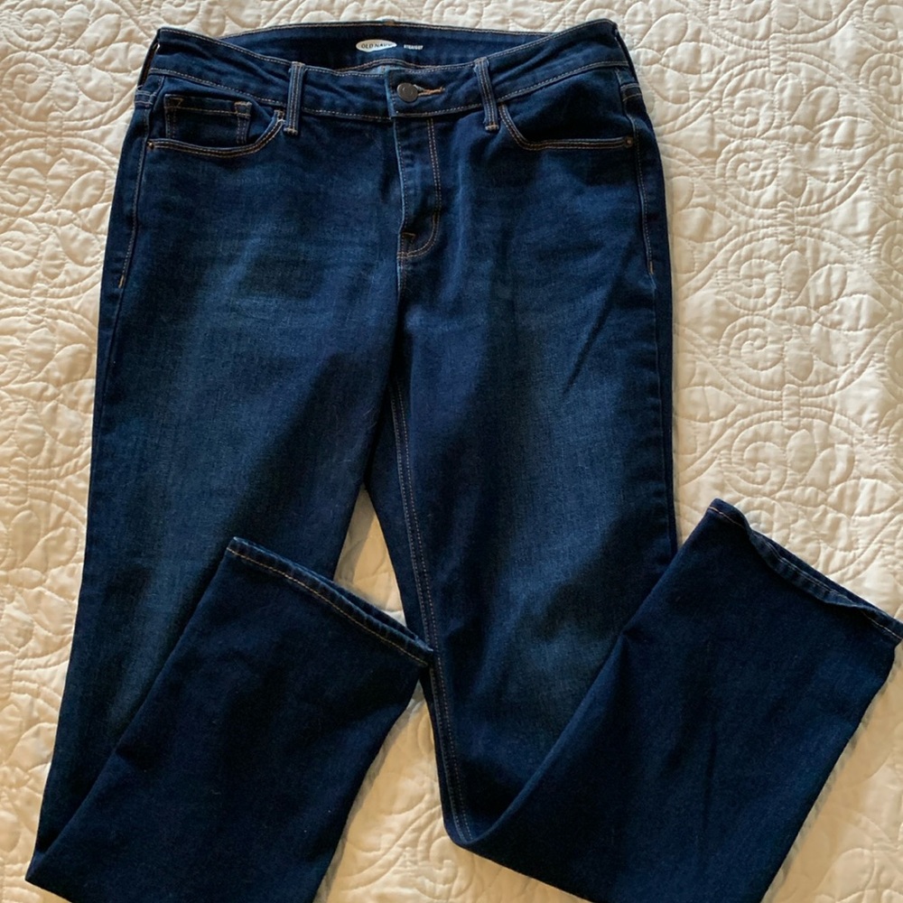 Old Navy dark denim straight jeans size 8P NWOT